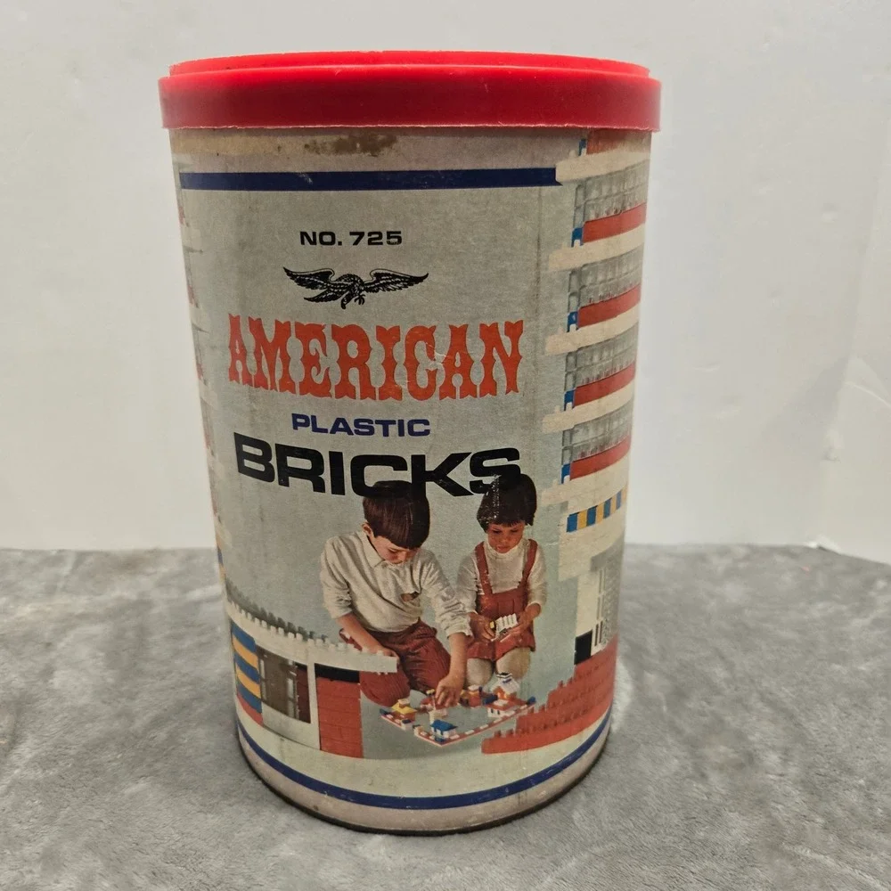 Vintage American Plastic Bricks No 725 Halsam Playskool White Building Toy Set
